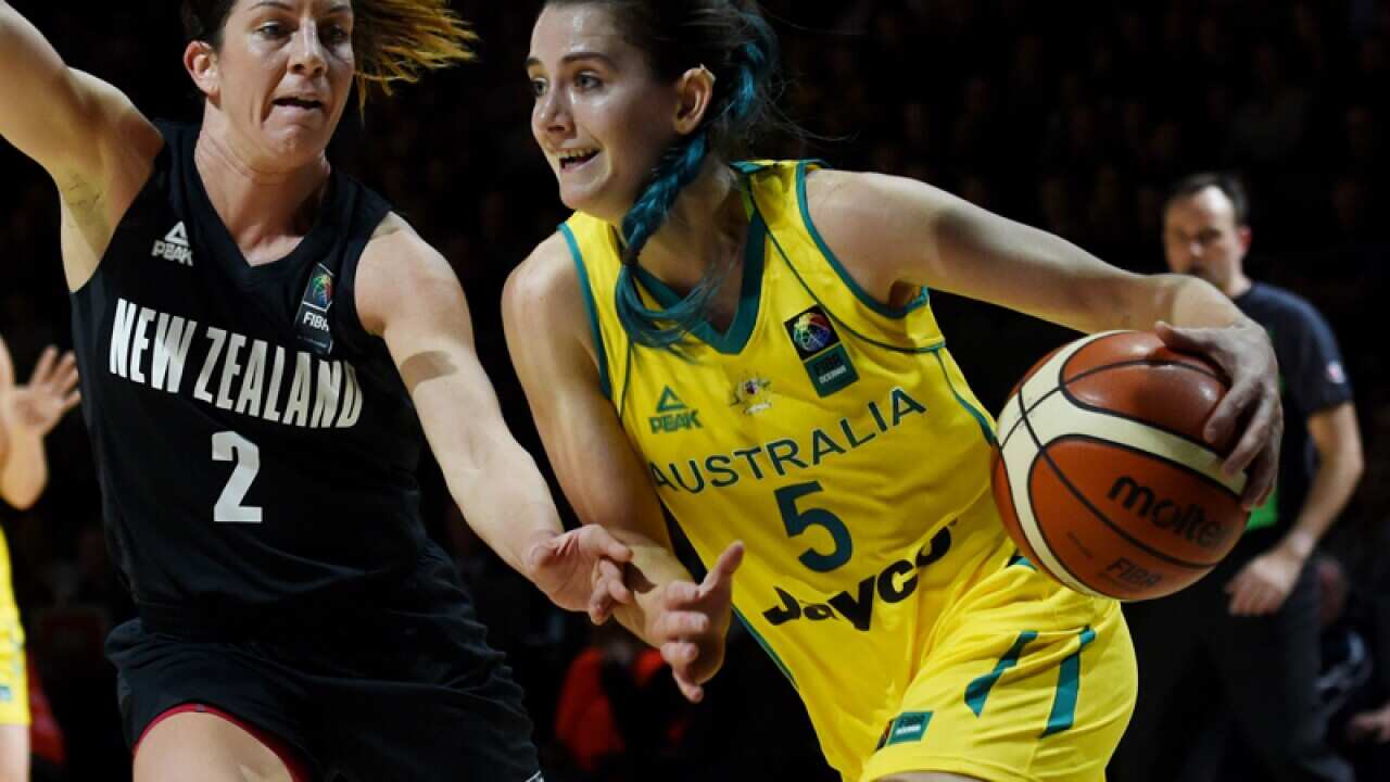 Tessa Lavey of the Opals and Micaela Cocks of the Ferns.