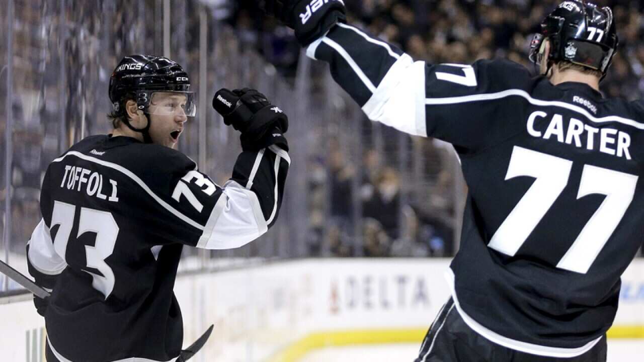 Los Angeles Kings center Tyler Toffoli celebrates a goal