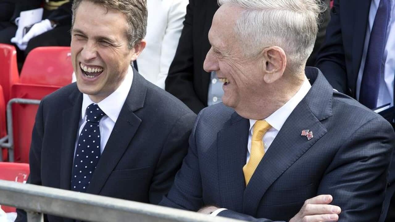 A file image of Gavin Williamson and Jim Mattis