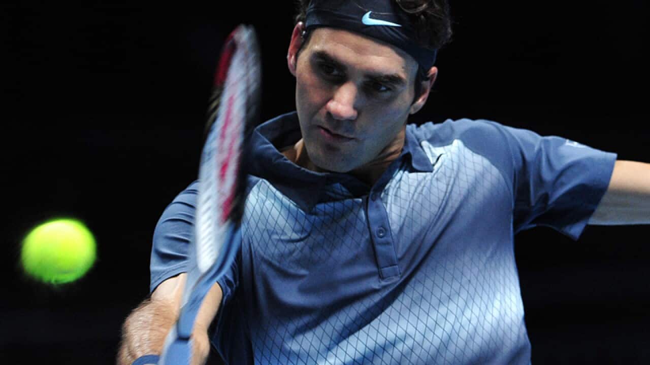 Roger Federer in action