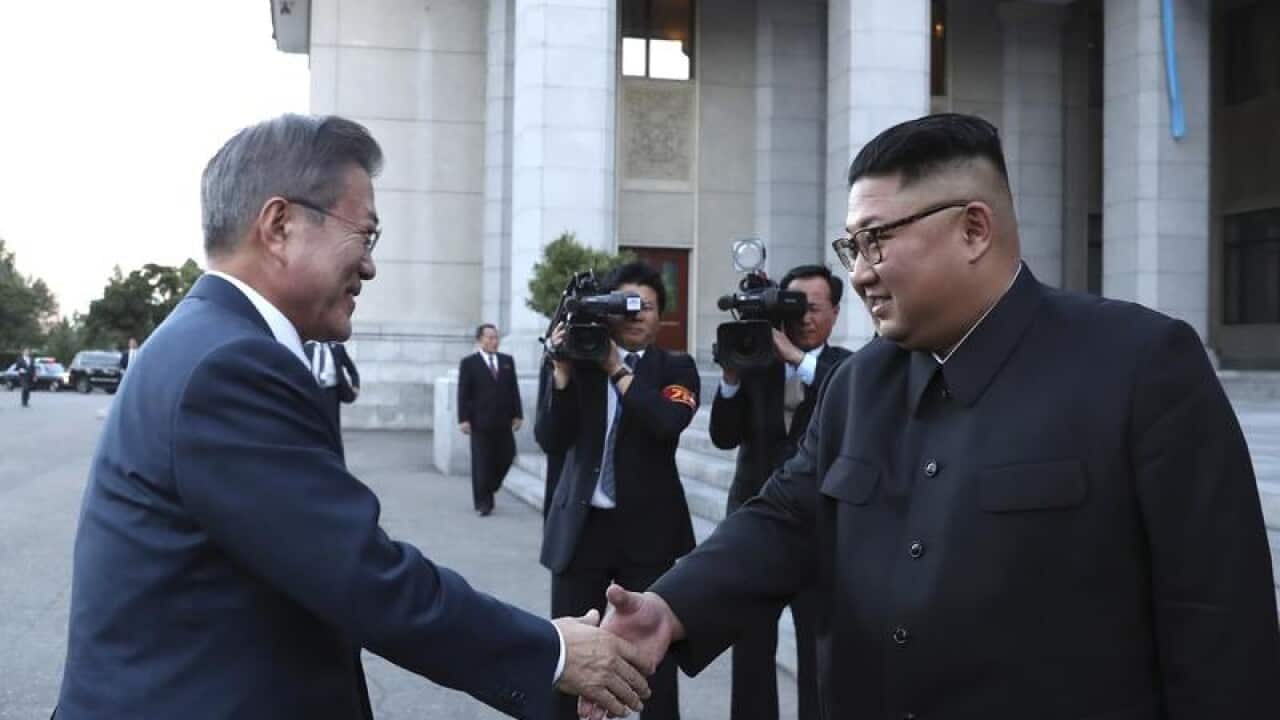 Moon Jae-in and Kim Jong-un