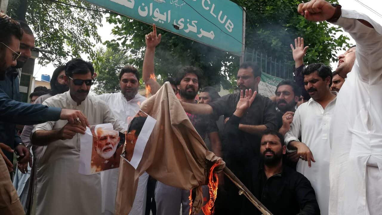 In protest over the move, people burned an effigy of Indian Prime Minister Narendra Modi in Muzaffarabad, the capital of Pakistani-administered Kashmir.
