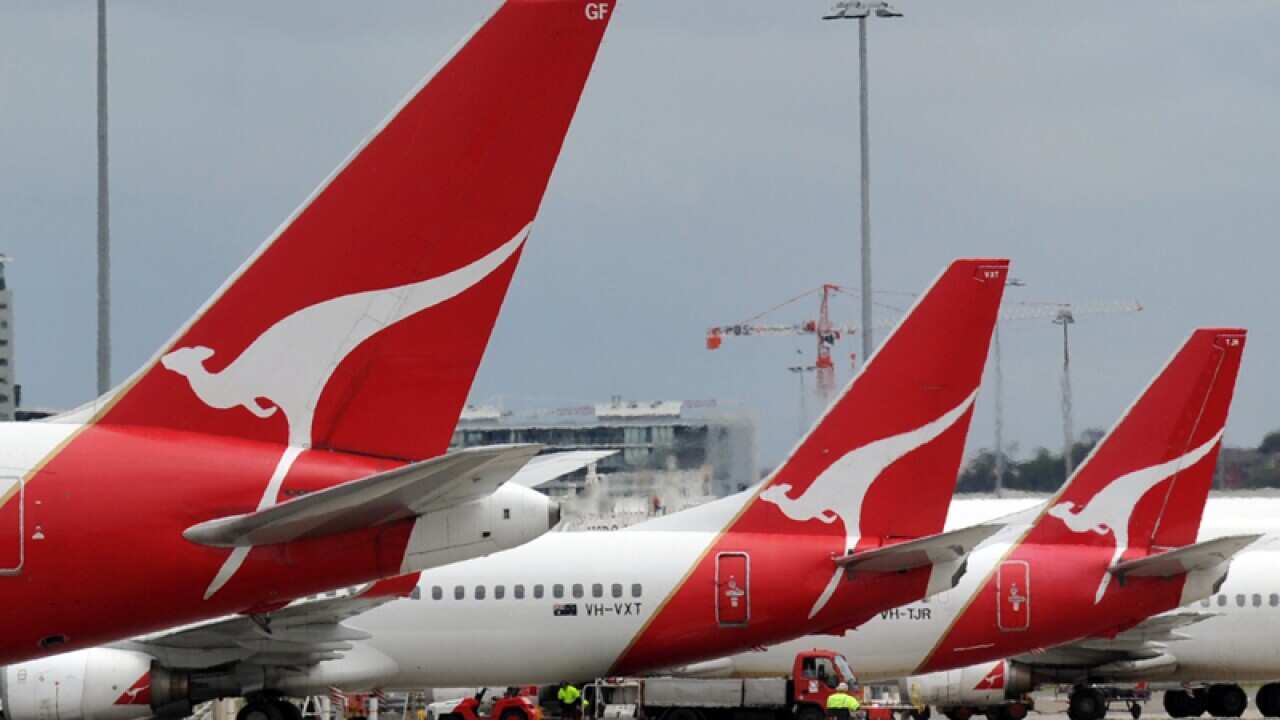 Qantas planes on a tarmac