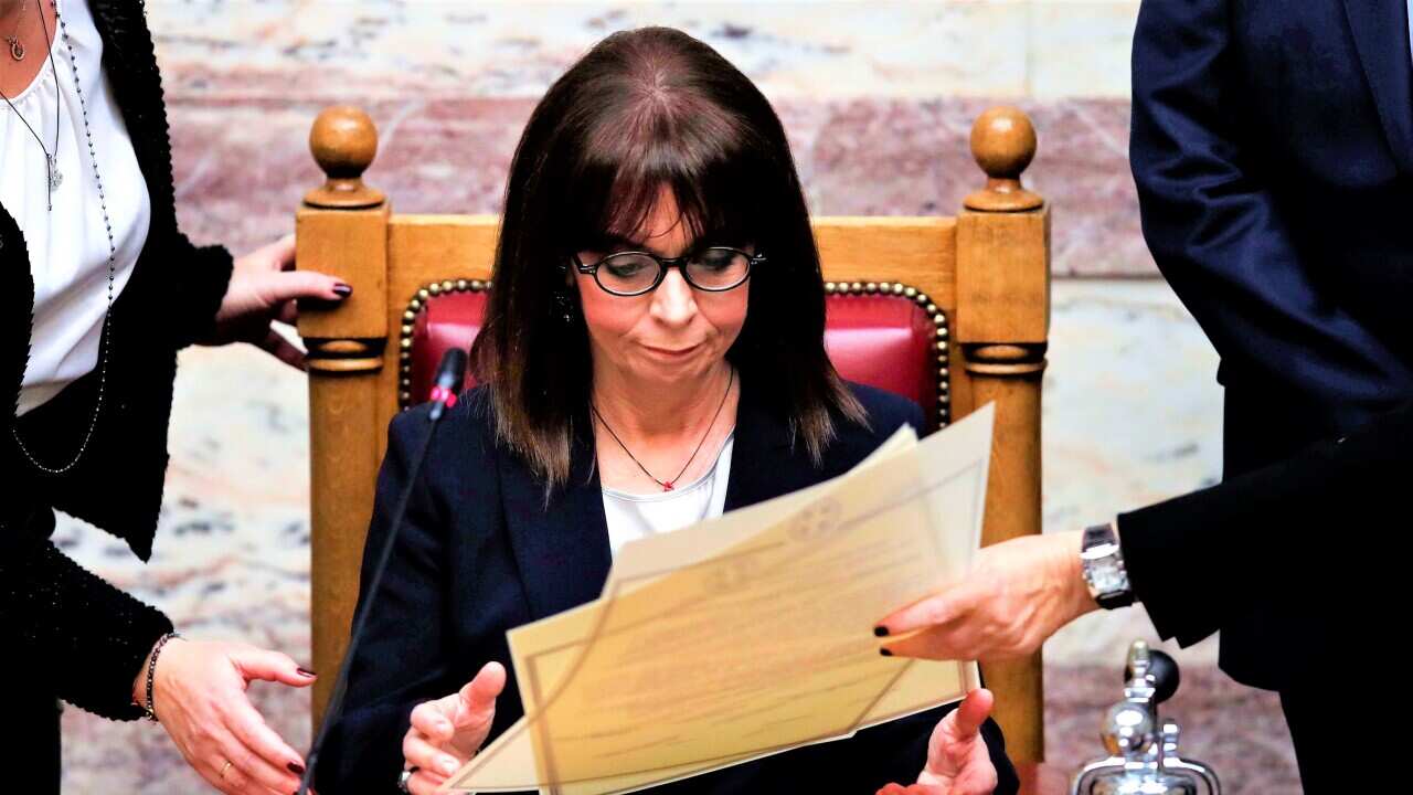 Greek President Katerina Sakellaropoulou.