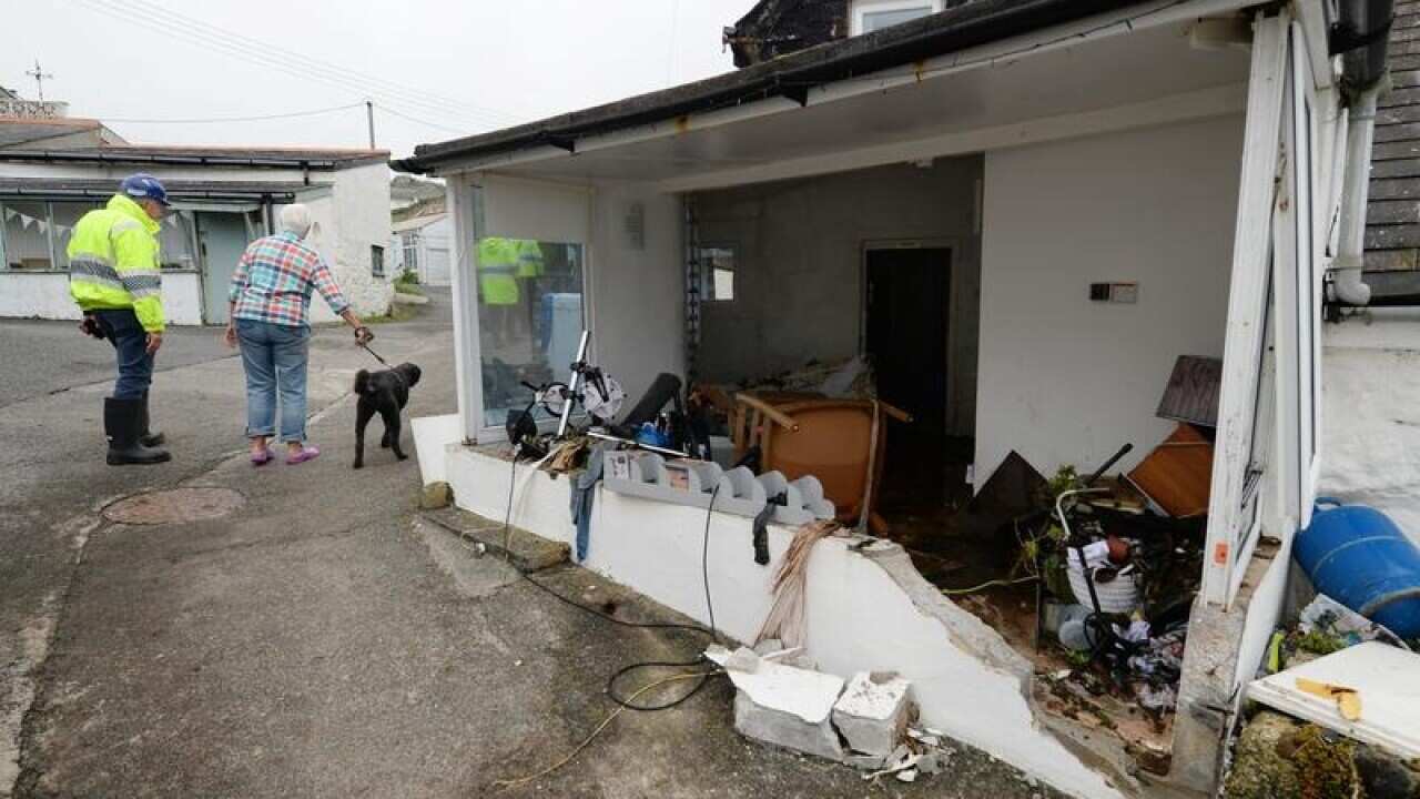 Damage to a property in Coverack, Cornwall