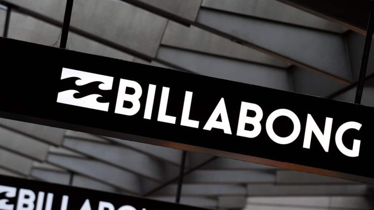 Billabong signage outside a store.