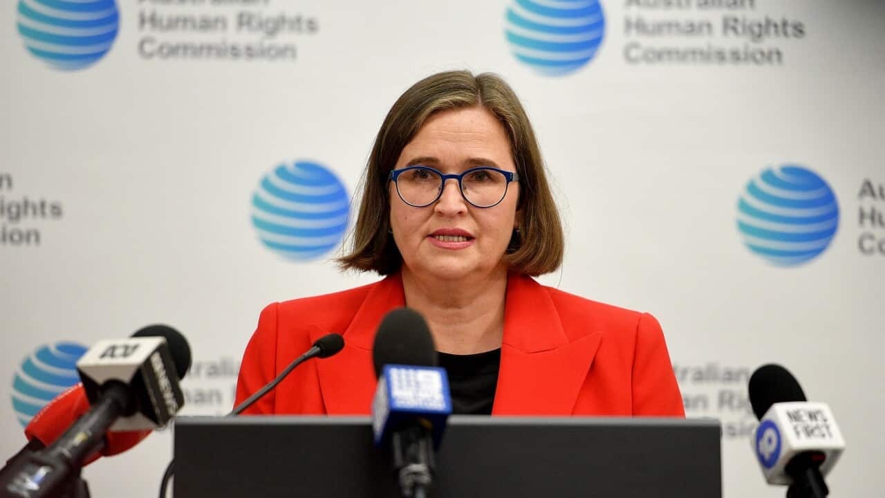 Sex Discrimination Commissioner Kate Jenkins addresses media