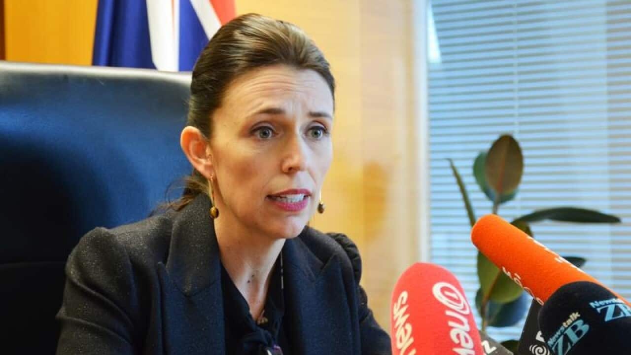 acinda Ardern speaks to the media