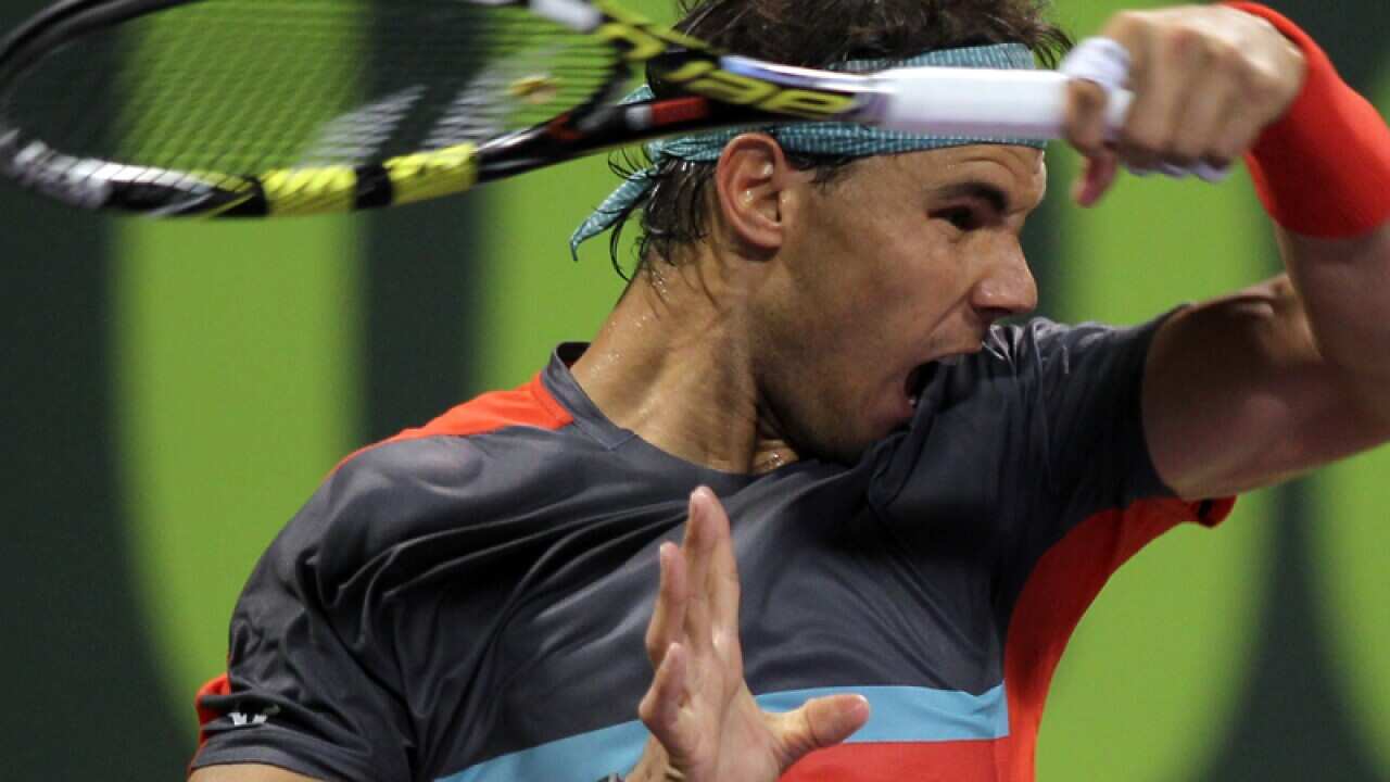 Rafael Nadal in action at the Qatar Open