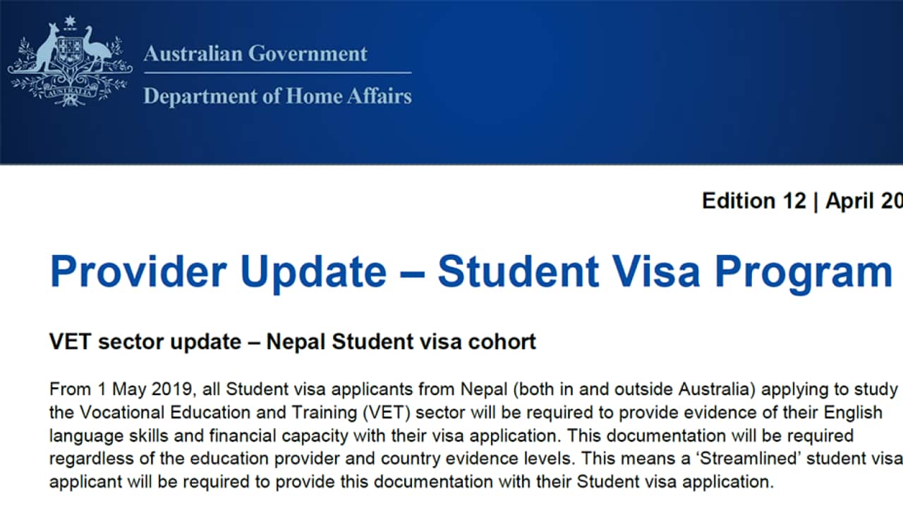 Student Visa Update for Nepali VET students