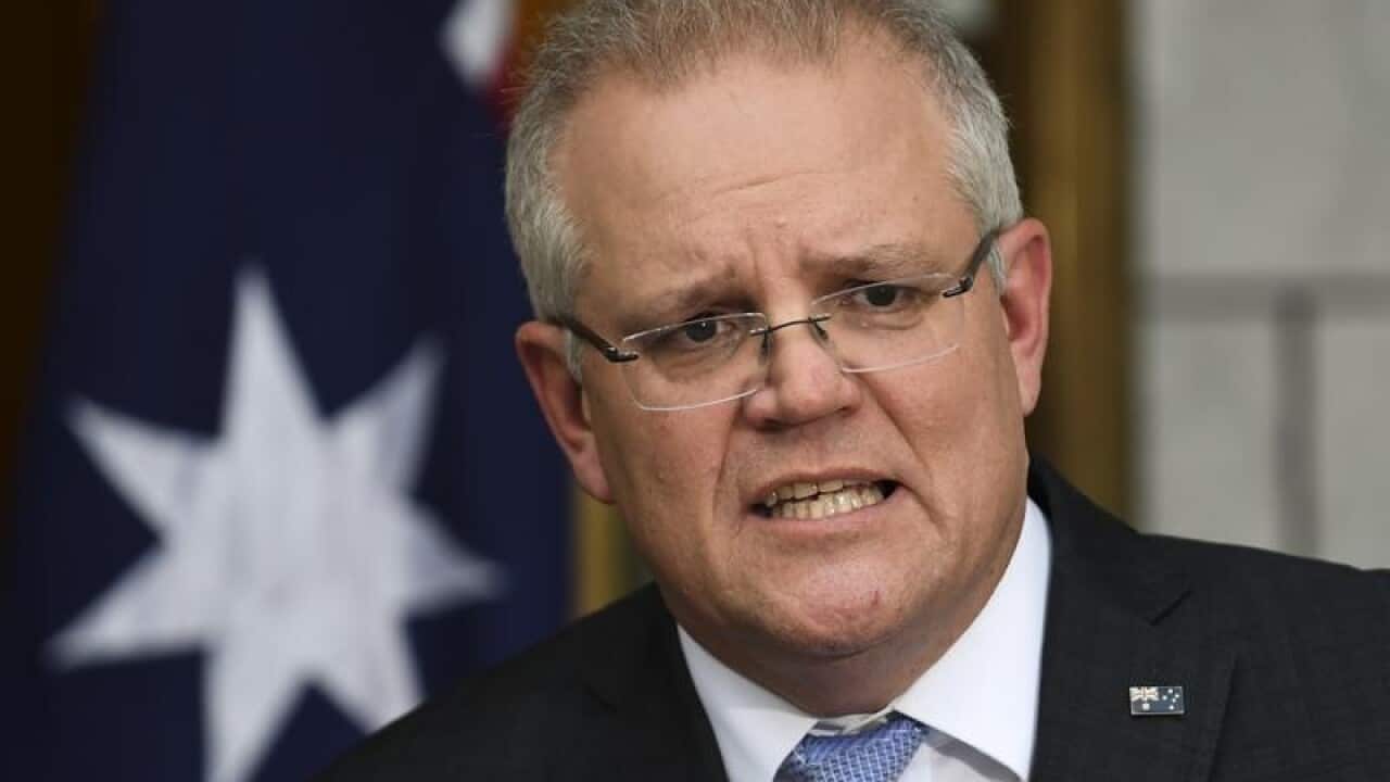Prime Minister Scott Morrison speaks in Canberra on Monday.