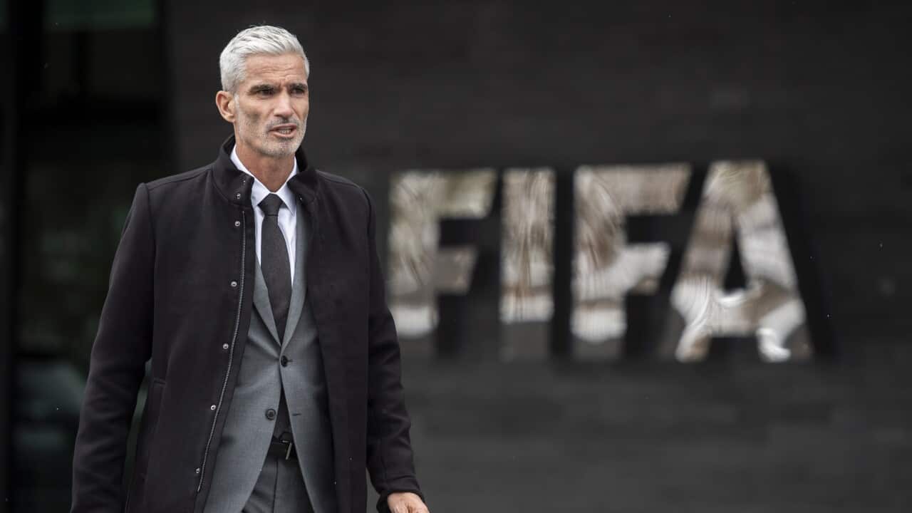 Craig Foster after a briefing on the illegal detention of refugee football player Hakeem al-Araibi at the FIFA headquarters in Zurich, Switzerland.