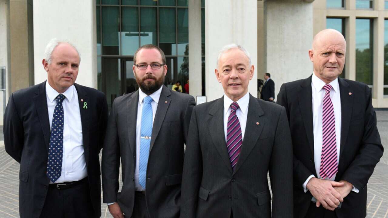 Senators John Madigan, Ricky Muir, Bob Day and David Leyonhjelm