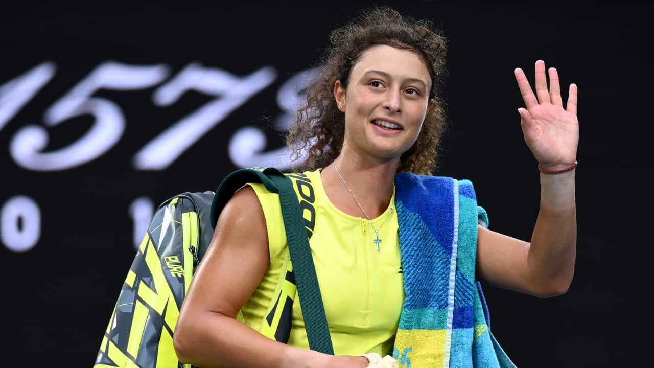 Tahlia Kokkinis, after her junior girls’ singles match against Wakana Sonobe of Japan during the 2025 Australian Open at Melbourne Park in Melbourne, Wednesday, January 22, 2025