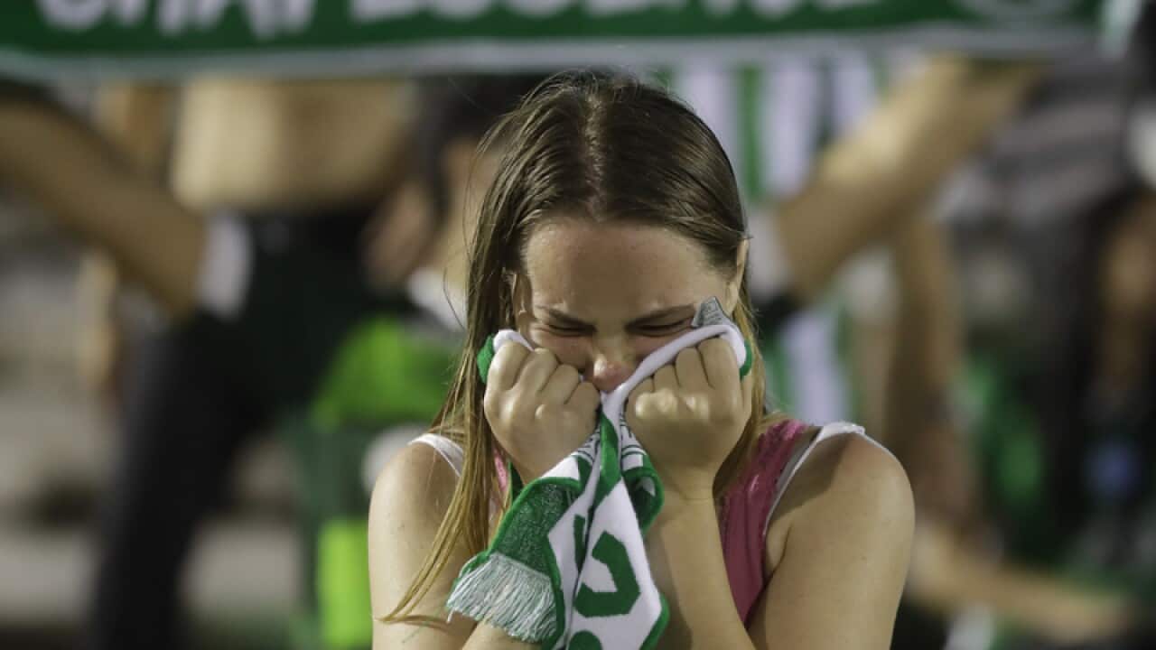 A fan of Chapecoense mourns