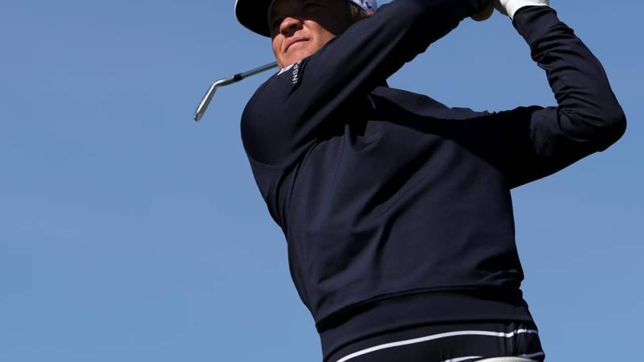 Australia's Matt Jones tees off on the third hole