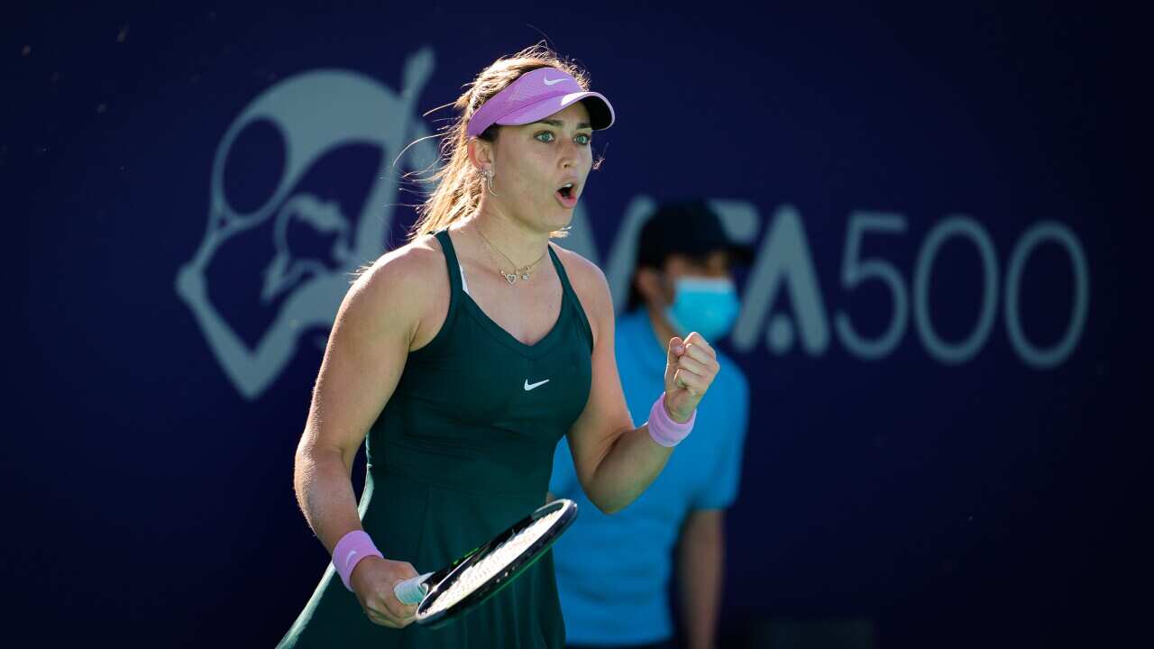 Paula Badosa of Spain in action