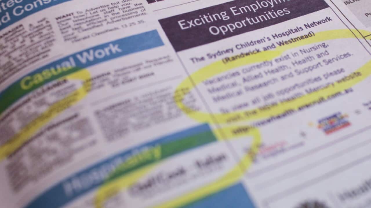 Job advertisements in a newspaper