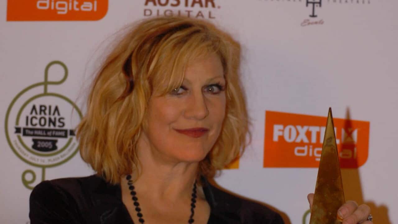 Renee Geyer holds her ARIA Hall of Fame trophy