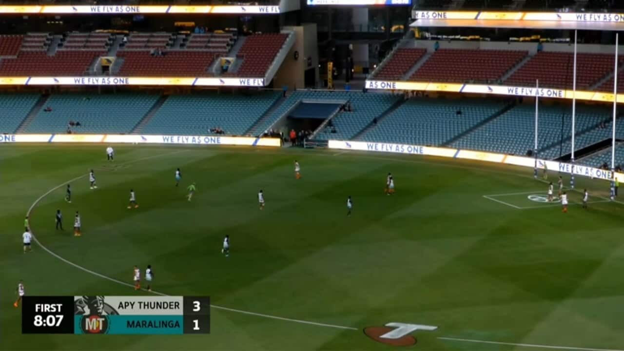 Empty stands at the 2018 NAIDOC week AFL curtain raiser at Adelaide oval;