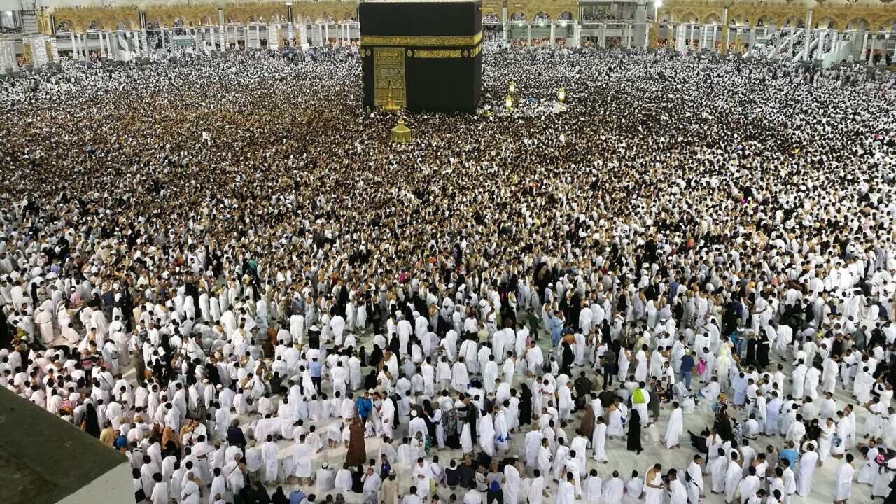 The Hajj pilgrims at Mecca.