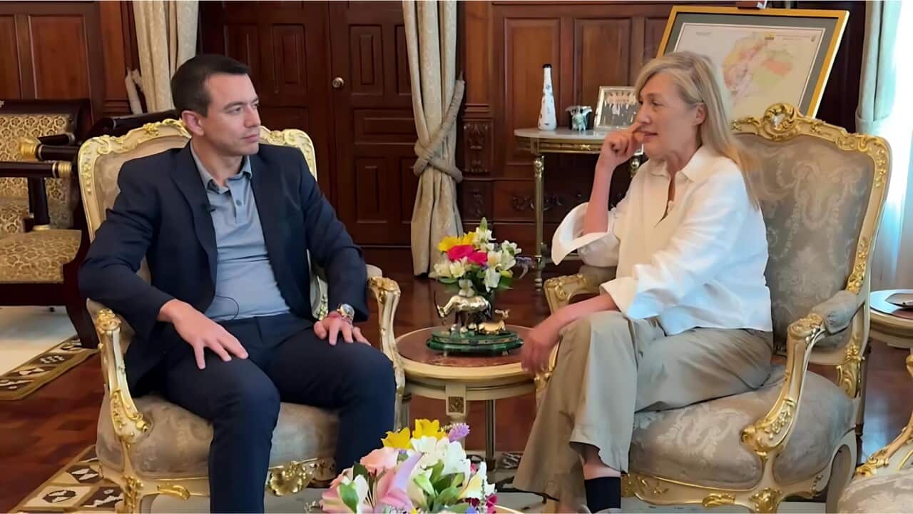 President Noboa talks to SBS's Prue Lewarne (SBS).jpg