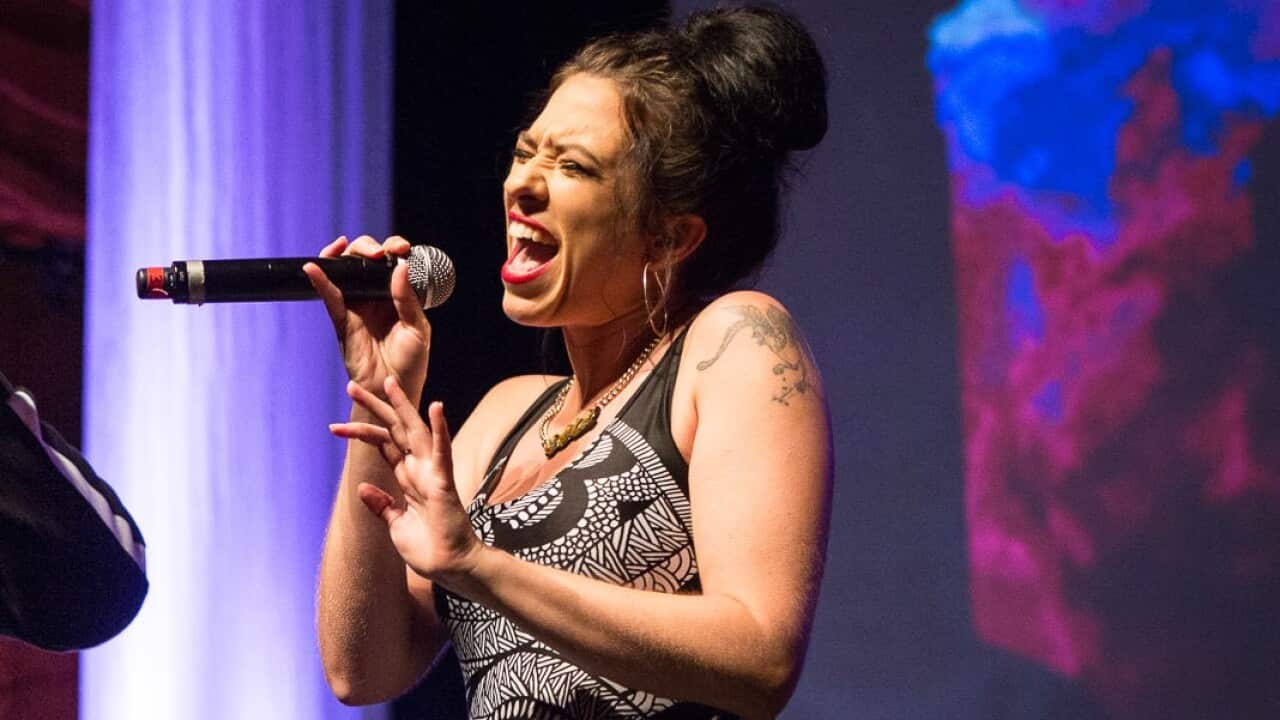 Caiti Baker performing at the Screen Music awards at the Melbourne Recital Centre in Melbourne, Monday, November 13, 2017.