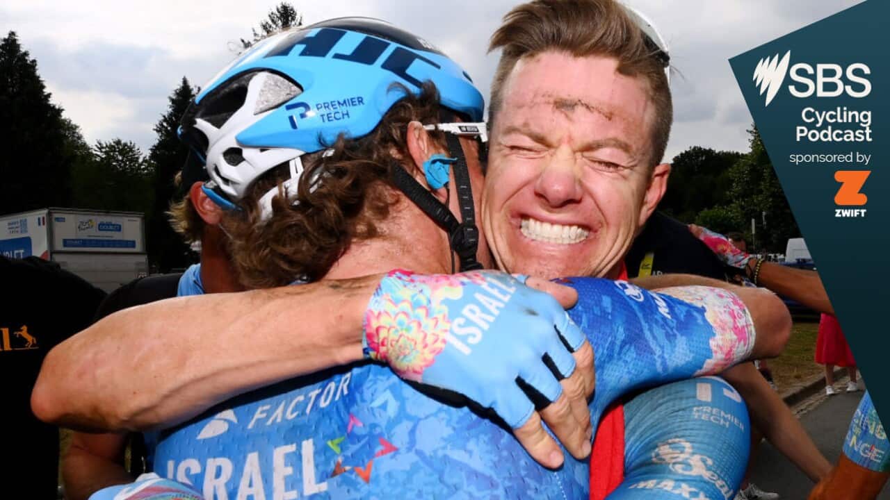 Simon Clarke wins the stage and celebrate