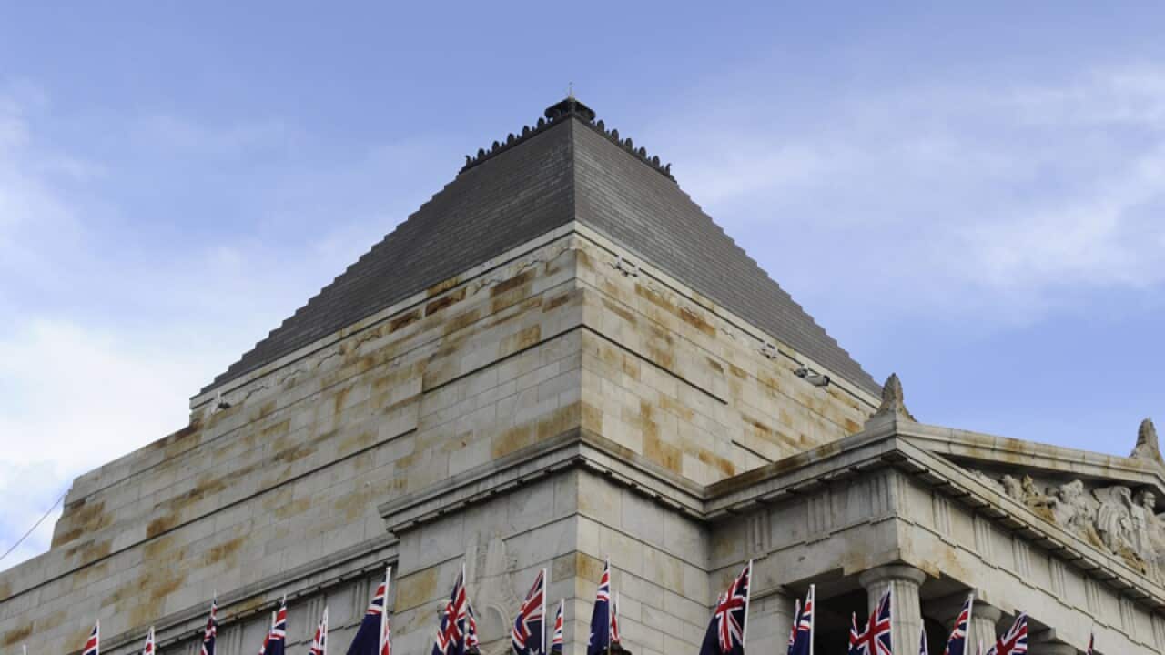 Flag bearers at the Shrine of Remembrance in Melbourne