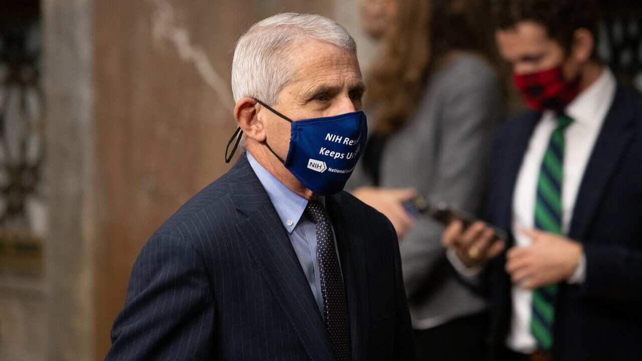 Dr Anthony Fauci arrives at a US Senate Health Committee
