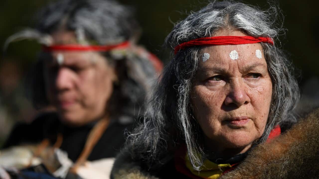 Protesters participate in a Black Lives Matter (BLM) rally at The Domain in Sydney, Sunday, July 5, 2020.