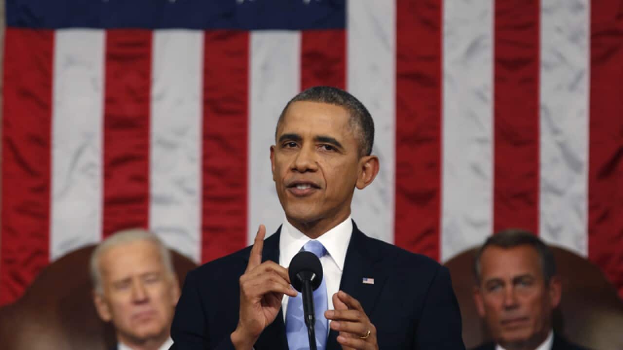 US president Barack Obama gives his State of the Union address