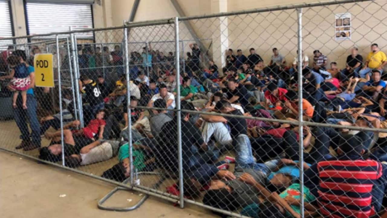 Overcrowding of families observed by Department of Homeland Security Office of Inspector General on June 10, 2019 at Border Patrol's McAllen, Texas station.