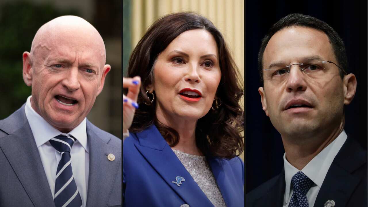 Three way split image. From the left, a bald man wearing a navy and white stripped tie. A brunette female with red lipstick is in the centre. On the right is a brunette male with clear rimless glasses.