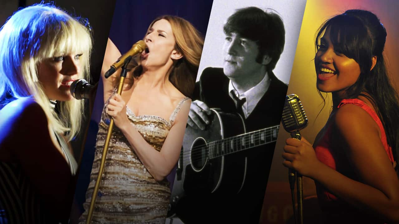 A composite image shows four musicians.