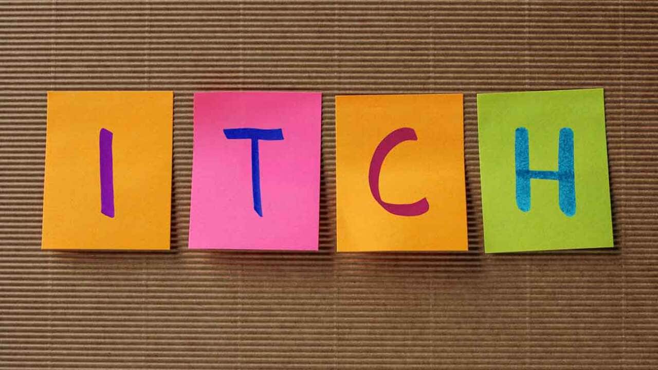 Itch spelt as word in letters