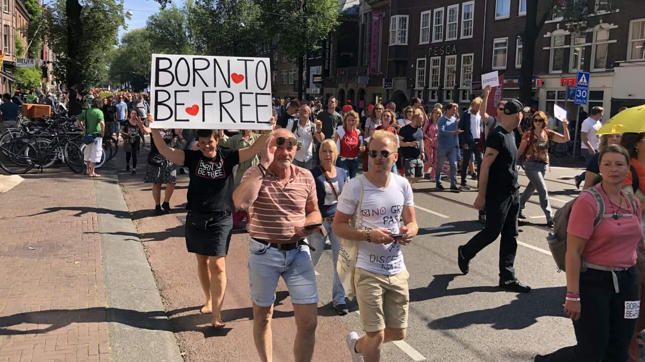 Anti-vaccine demonstration in Amsterdam