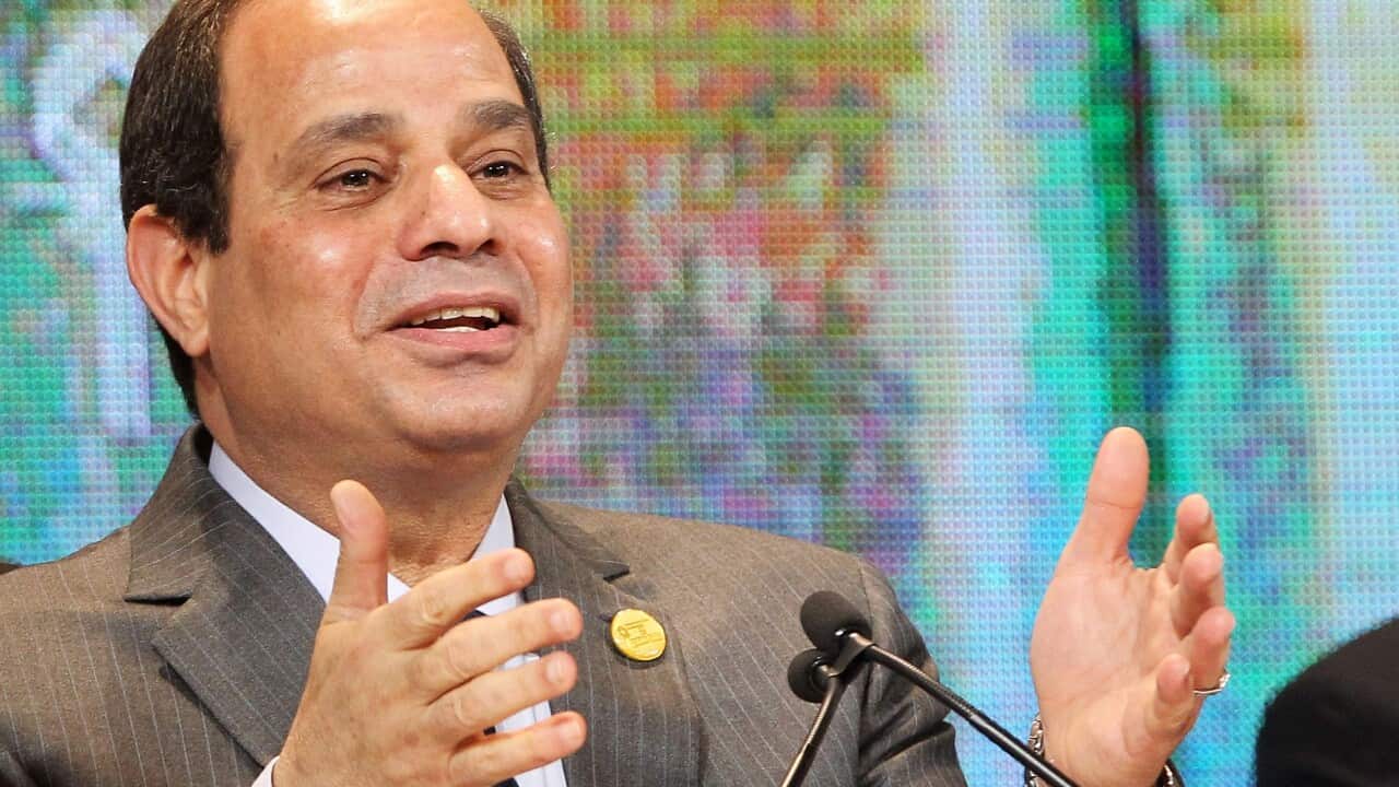 Egyptian President, Abdel Fattah al-Sisi, delivers a speech during the closing session of the Egypt Economic Development Conference (EEDC).