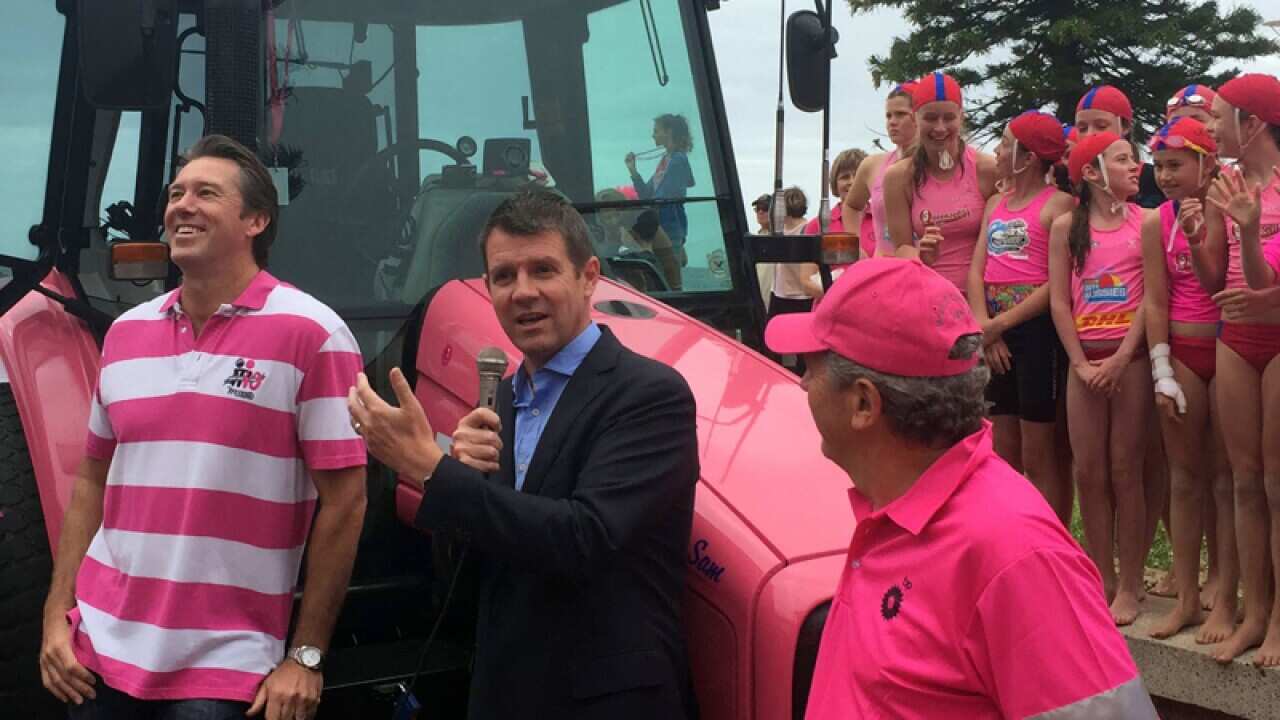 NSW Premier Mike Baird (R) and Glenn McGrath