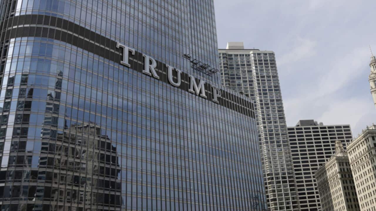 Lettering on the side of Donald Trump's latest hotel in Chicago