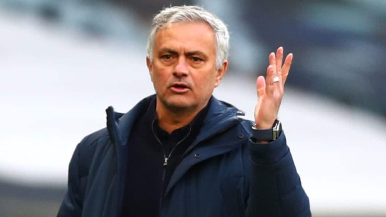 Jose Mourinho reacts during a Tottenham Hotspur match