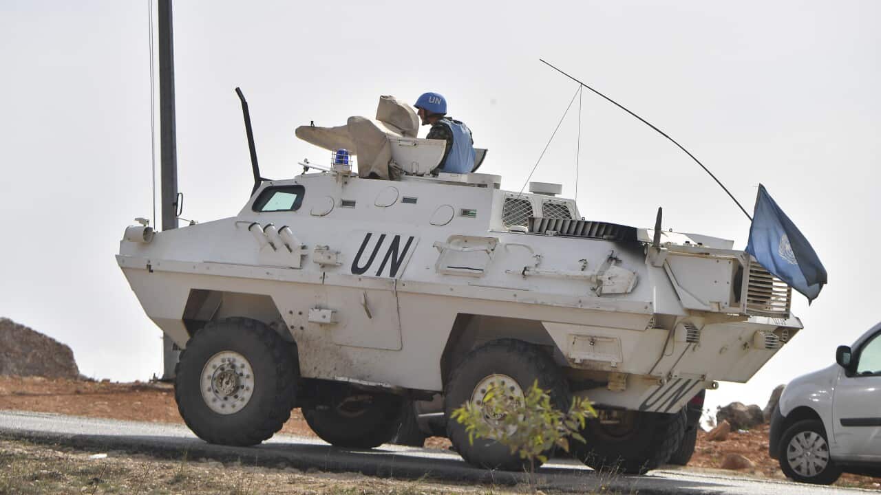 A UN peacekeeping vehicle