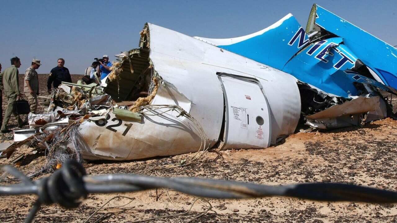 A piece of wreckage from the Russian MetroJet plane