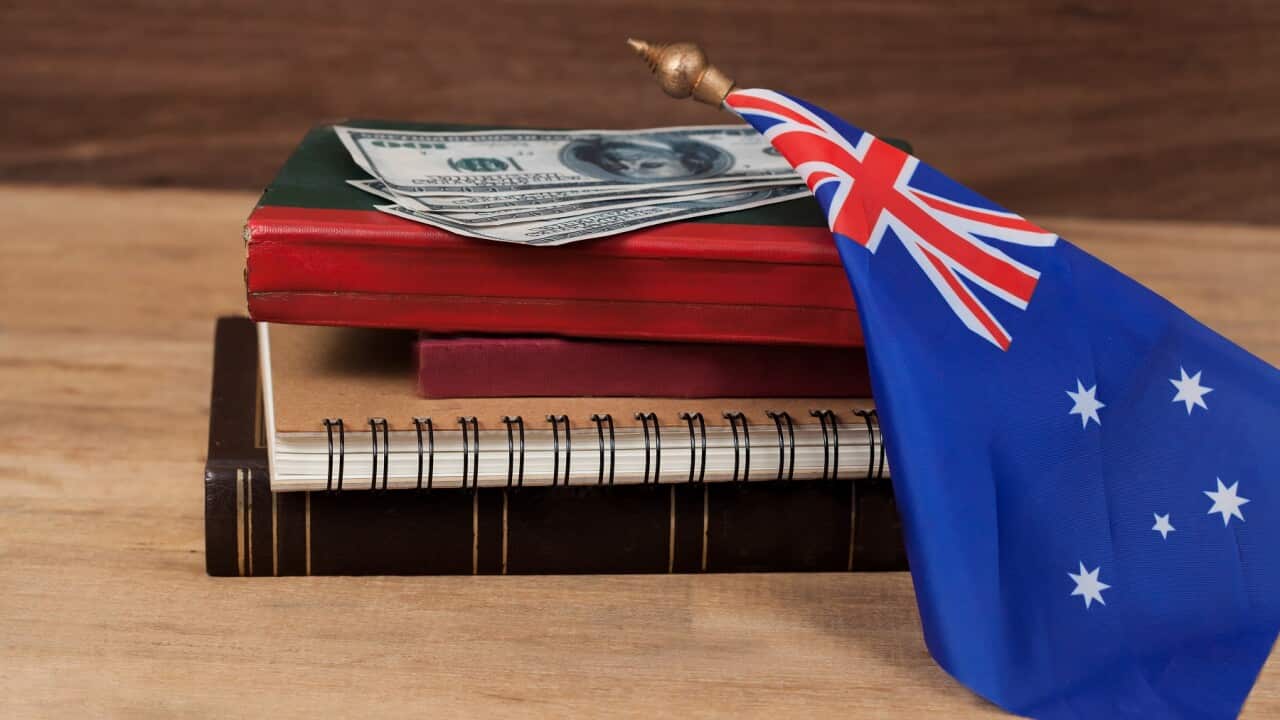 Education in Australia concept,passport on Australia flag