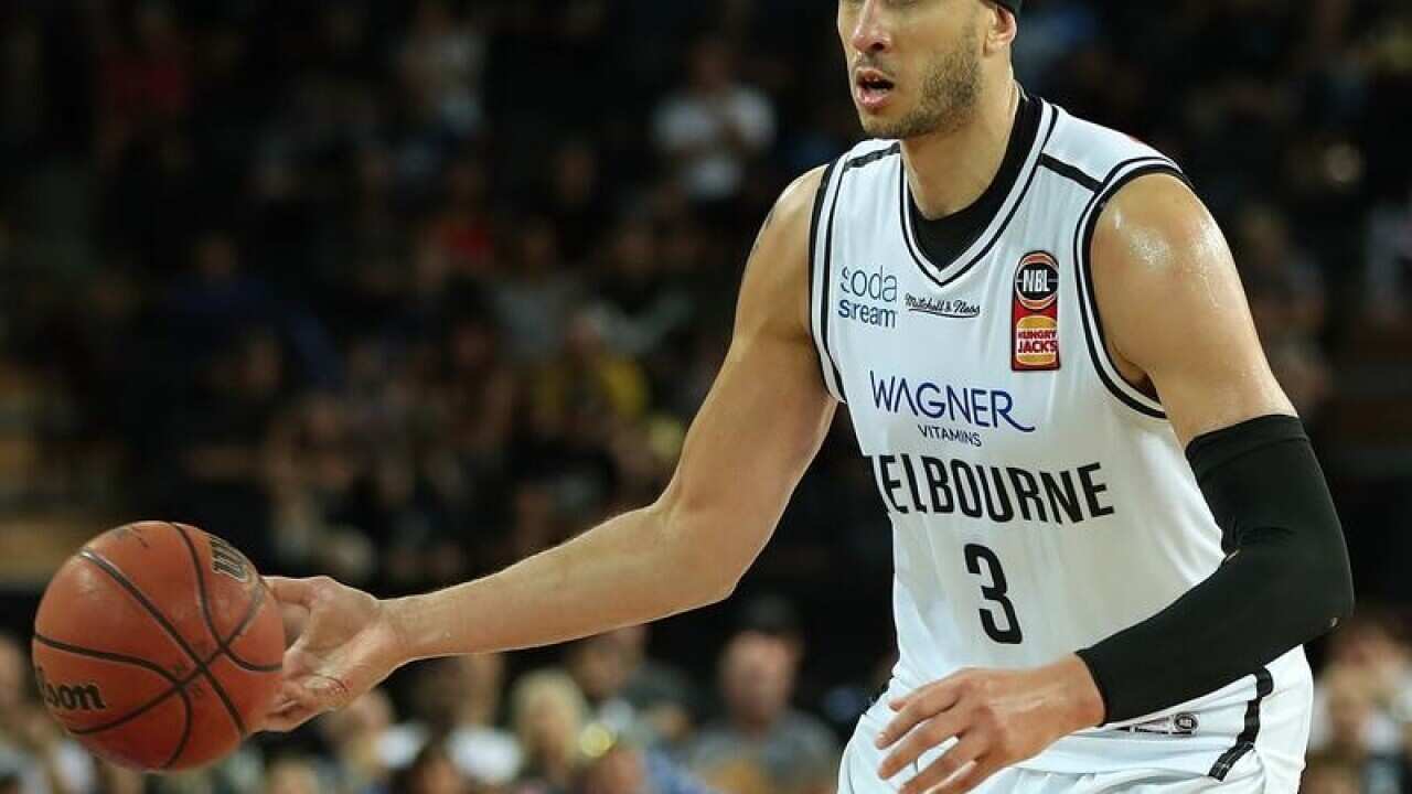 Josh Boone of Melbourne United in action against the NZ Breakers.