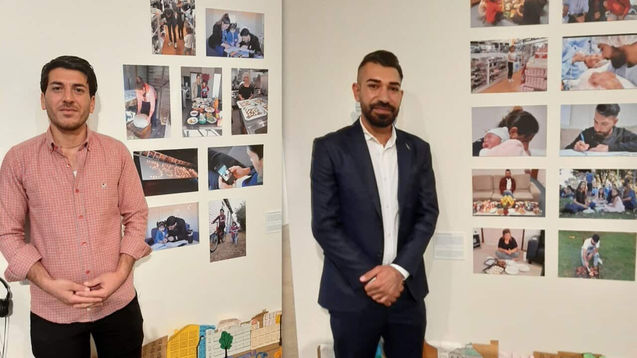 Khalid Adi and Waleed Alali at exhibition opening, Armidale