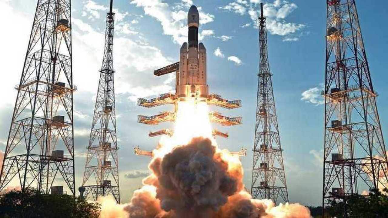 A handout photo made available by Indian Space Research Organization (ISRO) shows ISRO's GSLV Mk III-D1 carrying communication satellite GSAT-19