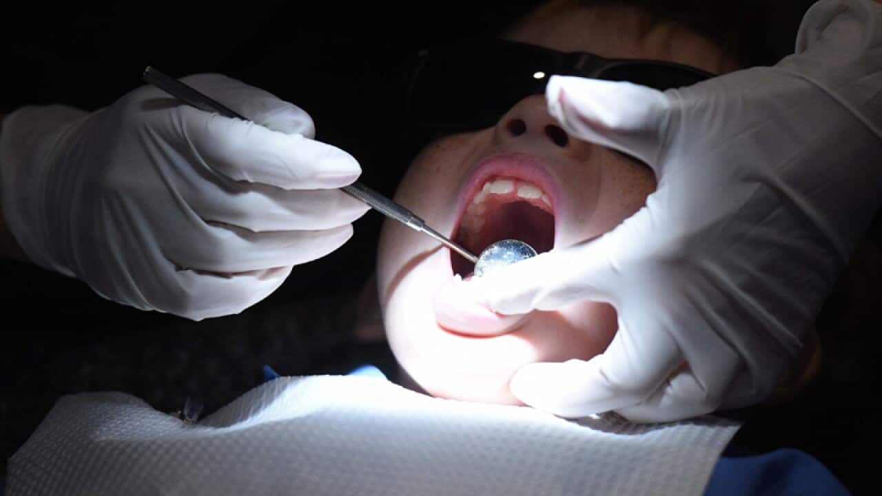 A child during a dental exam