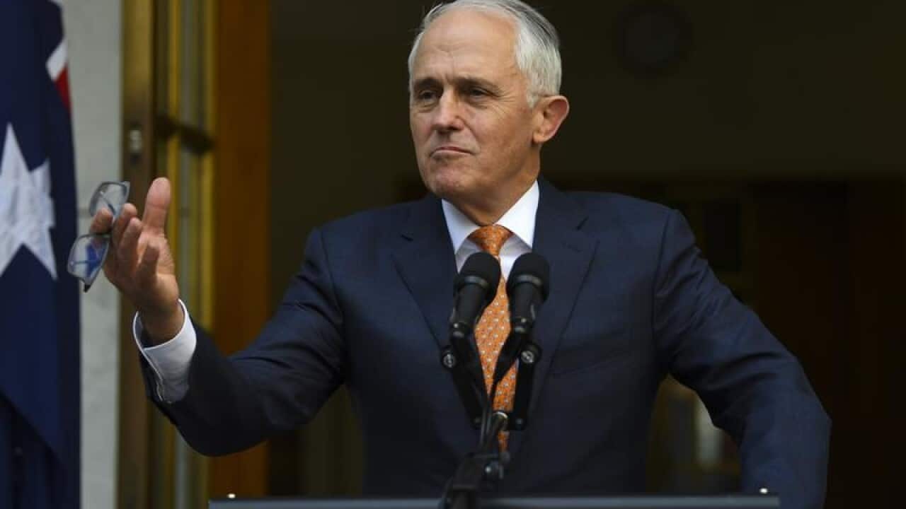 Outgoing Prime Minister Malcolm Turnbull speaks to the media.