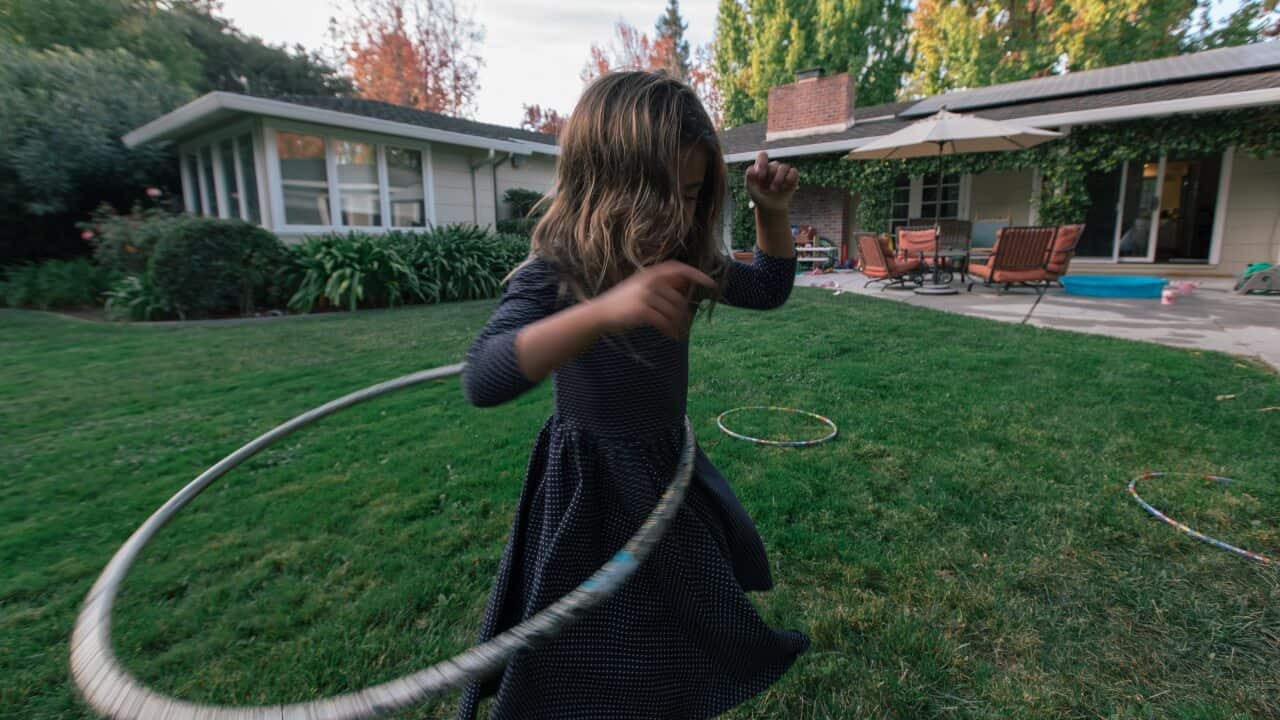 Girl playing outside